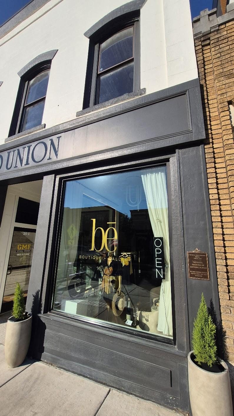 BE Creative boutique gallery storefront 30 Union St S Concord NC