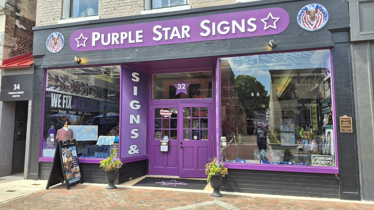 Purple Star Signs 32 Union St S downtown Concord NC