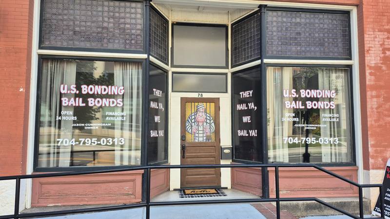 US Bonding storefront 78 Union Street downtown Concord NC